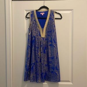 Lily Pulitzer Blue and Gold Dress